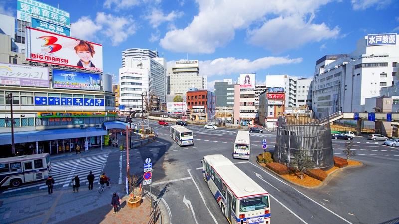 水戸駅周辺の街並み
