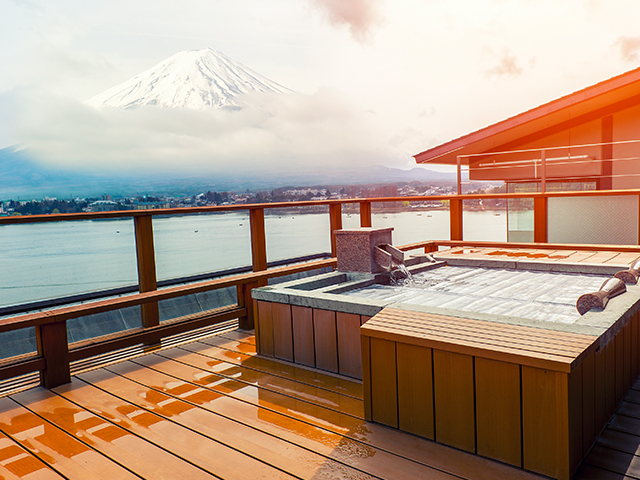富士山が見える温泉