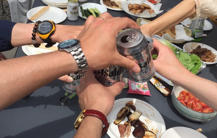 バーベキュー 乾杯