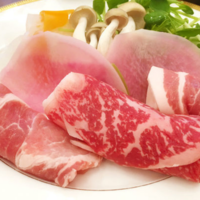 上州牛と群馬ブランド豚のしゃぶしゃぶ - 旅館ふくぜん